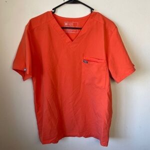 Figs Limited Edition‎ Leon Three-Pocket Scrub Top Sunset Orange